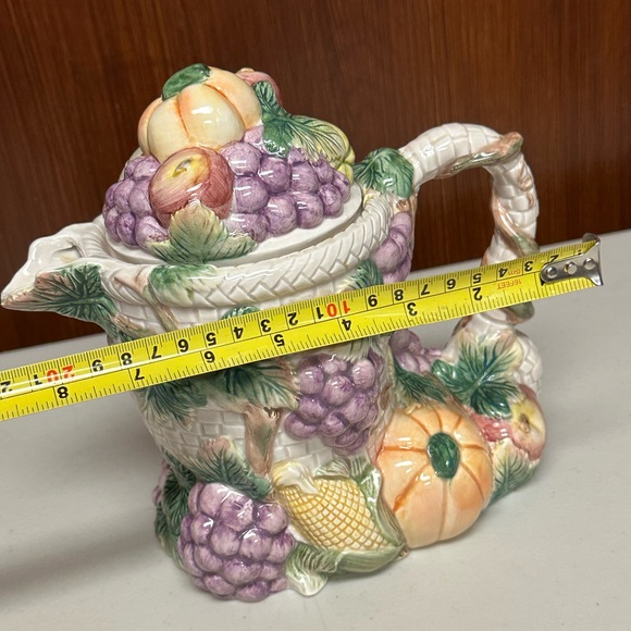 Vintage Fitz and Floyd Omnibus Embossed Autumn Harvest Tea pot - Picture 7 of 16
